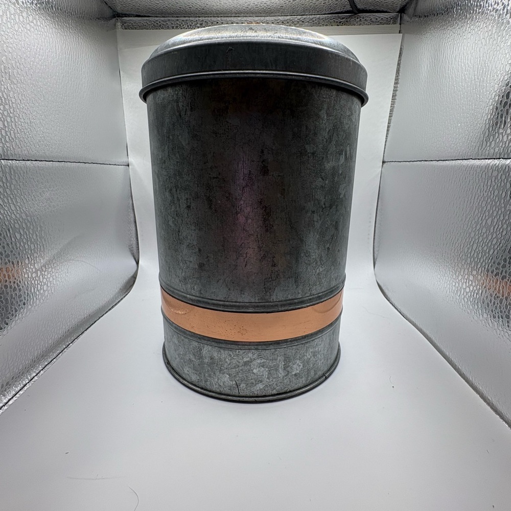 Metallic Storage Canister with Copper Accent by Industrial Luxe.